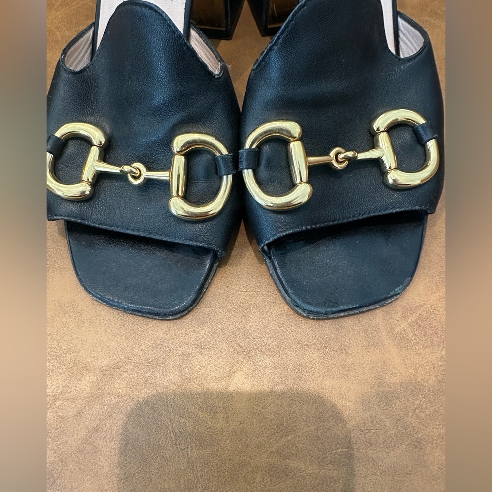 Gucci 38.5 (8.5) Black Nappa Mule Sandal Slide Baby Horsebit Retail $920 - Picture 11 of 13